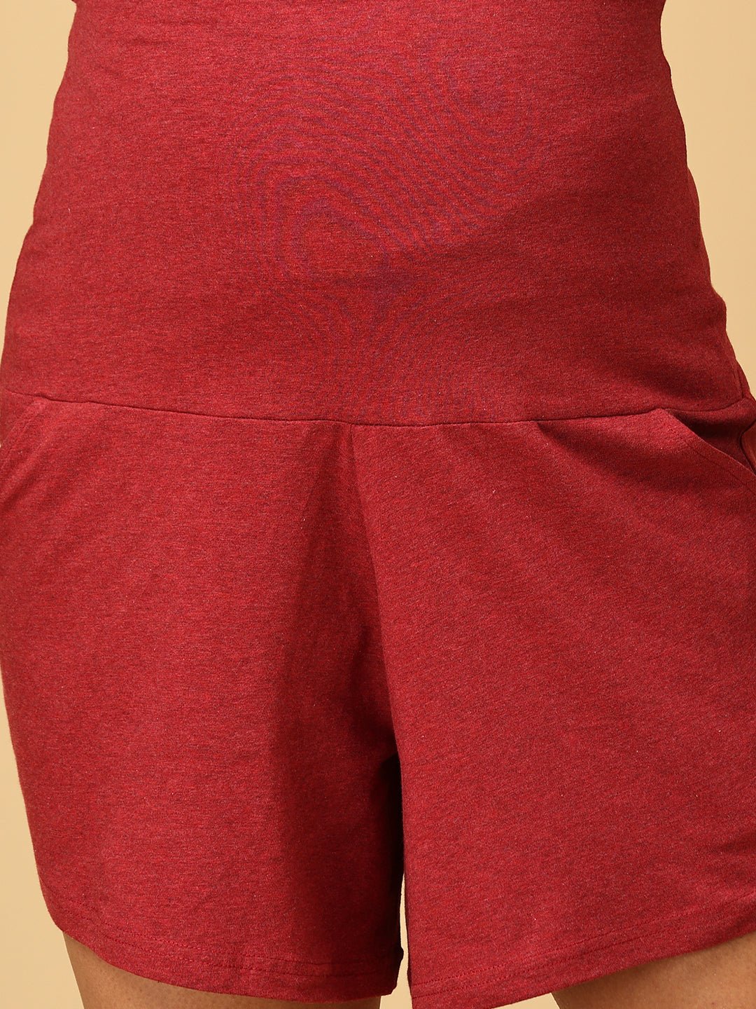  Comfy Maternity Shorts Red Melange
