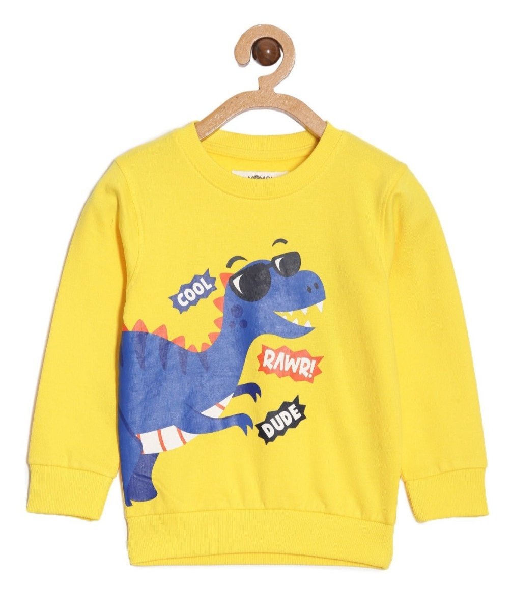 Yellow Cool Dino Rawr Sweatshirt For Boys