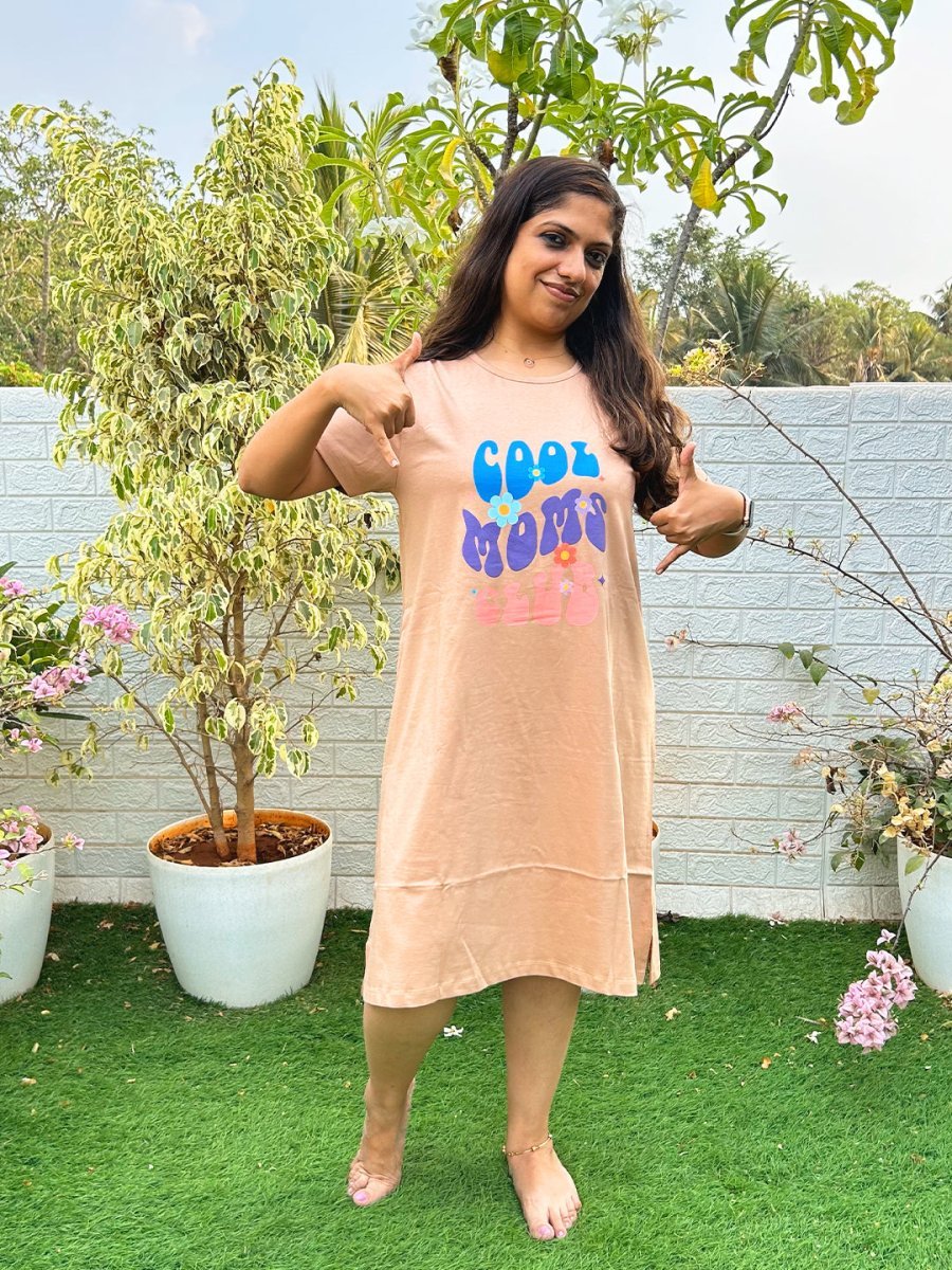  Cool Mom Club Maternity T Shirt Dress Sand