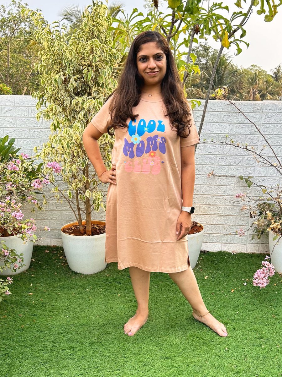  Cool Mom Club Maternity T Shirt Dress Sand