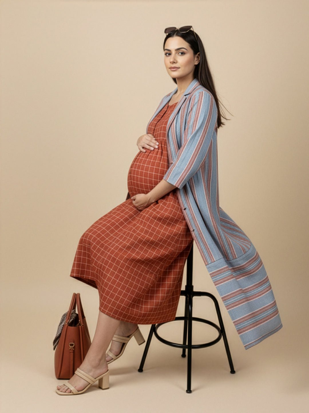  Copper Daybreak Maternity and Nursing Shacket Dress Multi
