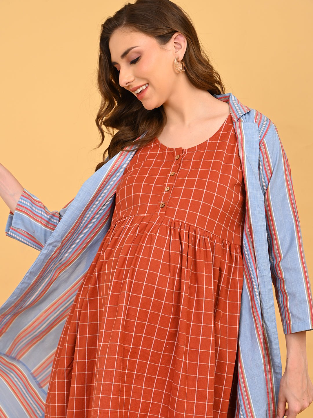  Copper Daybreak Maternity and Nursing Shacket Dress Multi