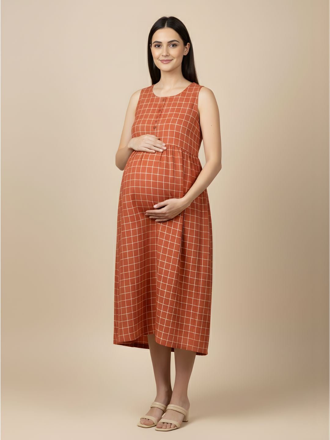  Copper Daybreak Maternity and Nursing Shacket Dress Multi
