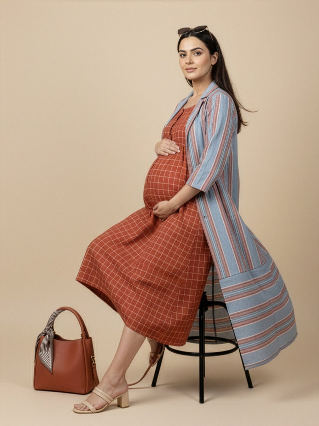  Copper Daybreak Maternity and Nursing Shacket Dress Multi