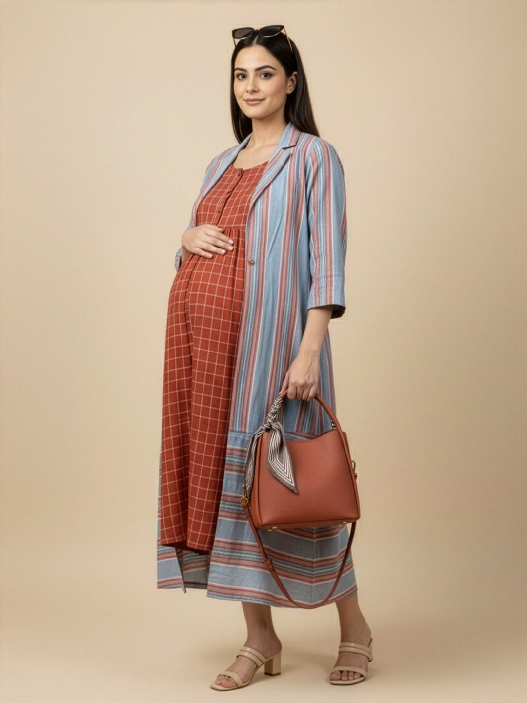  Copper Daybreak Maternity and Nursing Shacket Dress Multi
