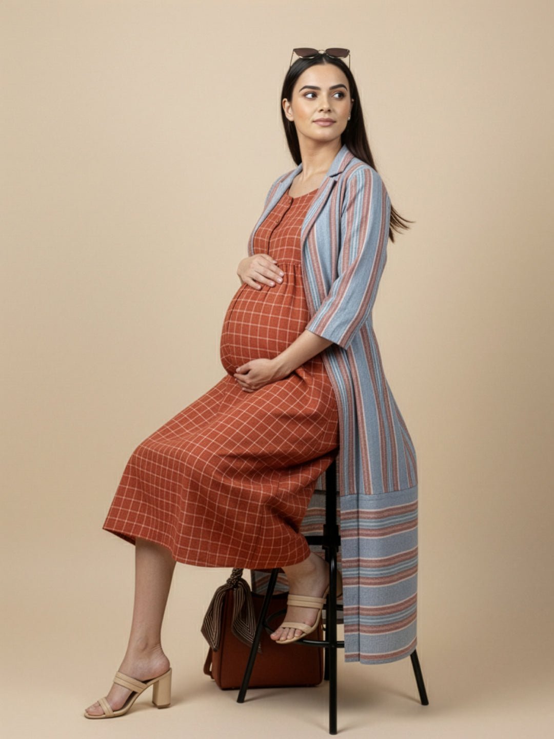  Copper Daybreak Maternity and Nursing Shacket Dress Multi