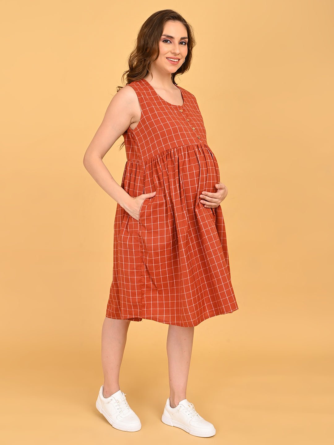  Copper Daybreak Maternity and Nursing Shacket Dress Multi
