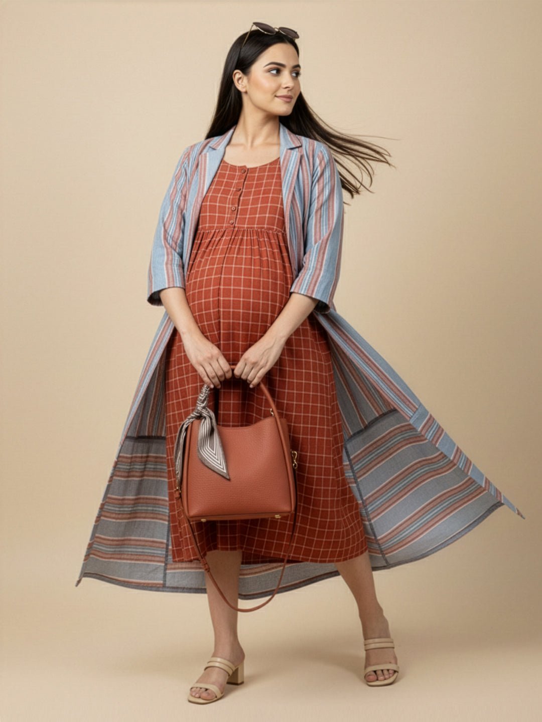  Copper Daybreak Maternity and Nursing Shacket Dress Multi