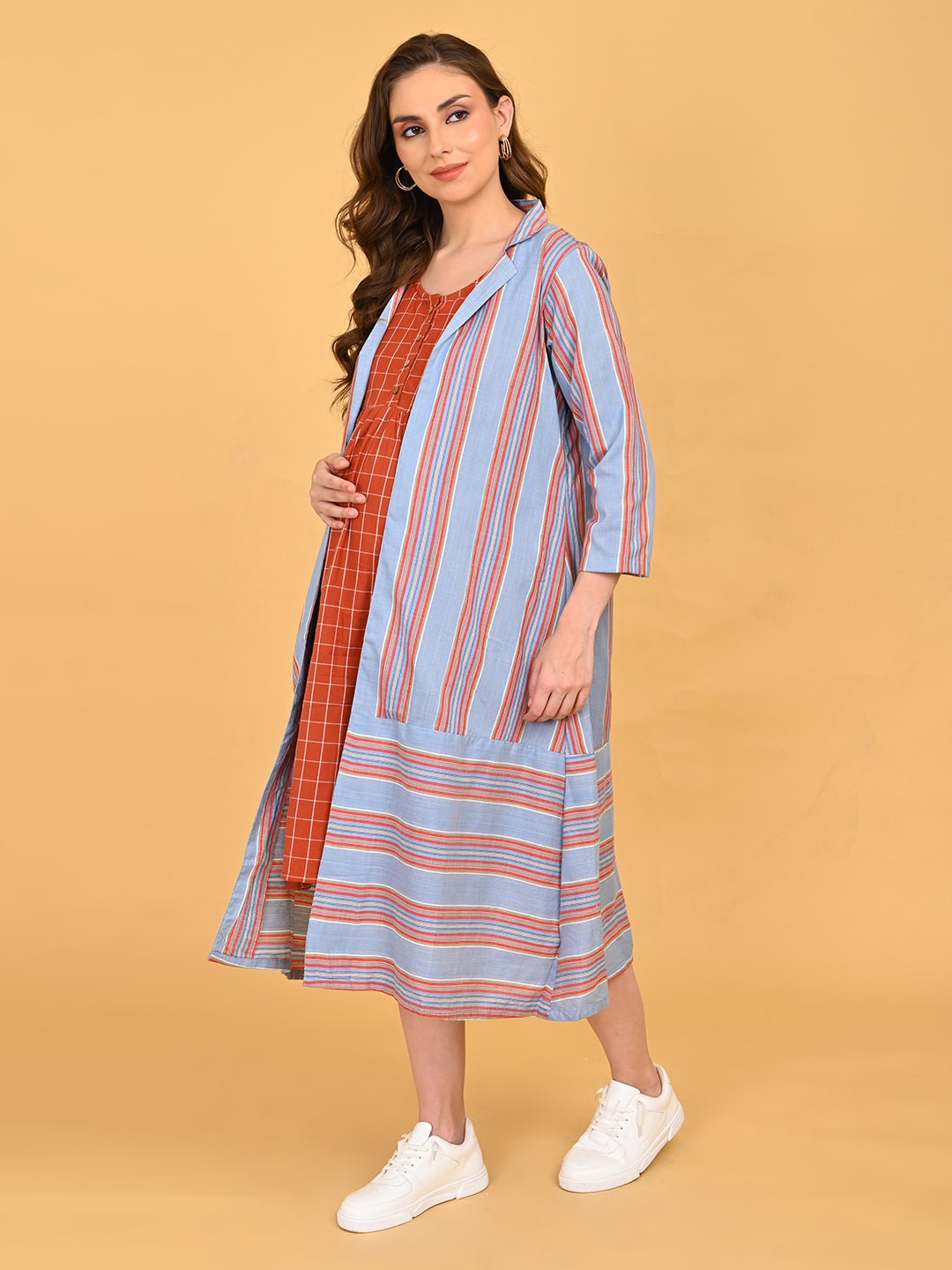  Copper Daybreak Maternity and Nursing Shacket Dress Multi