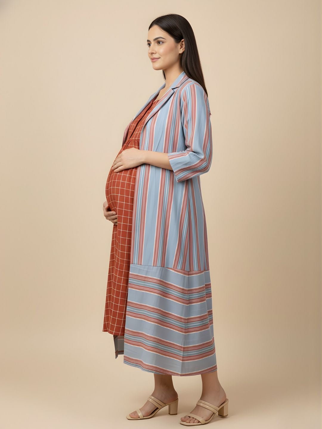  Copper Daybreak Maternity and Nursing Shacket Dress Multi