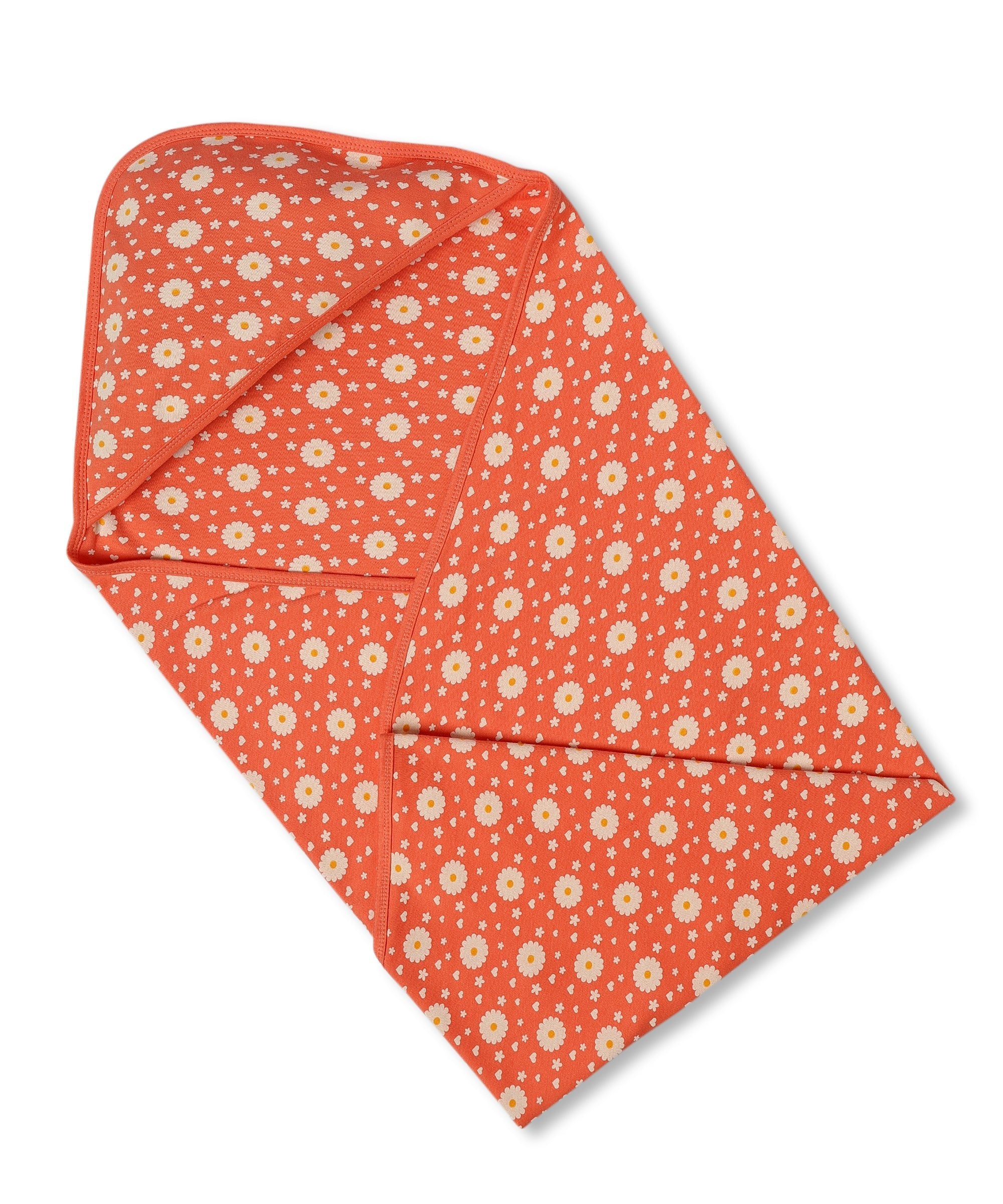 Coral Blossom Hooded Towel Blanket For Babies