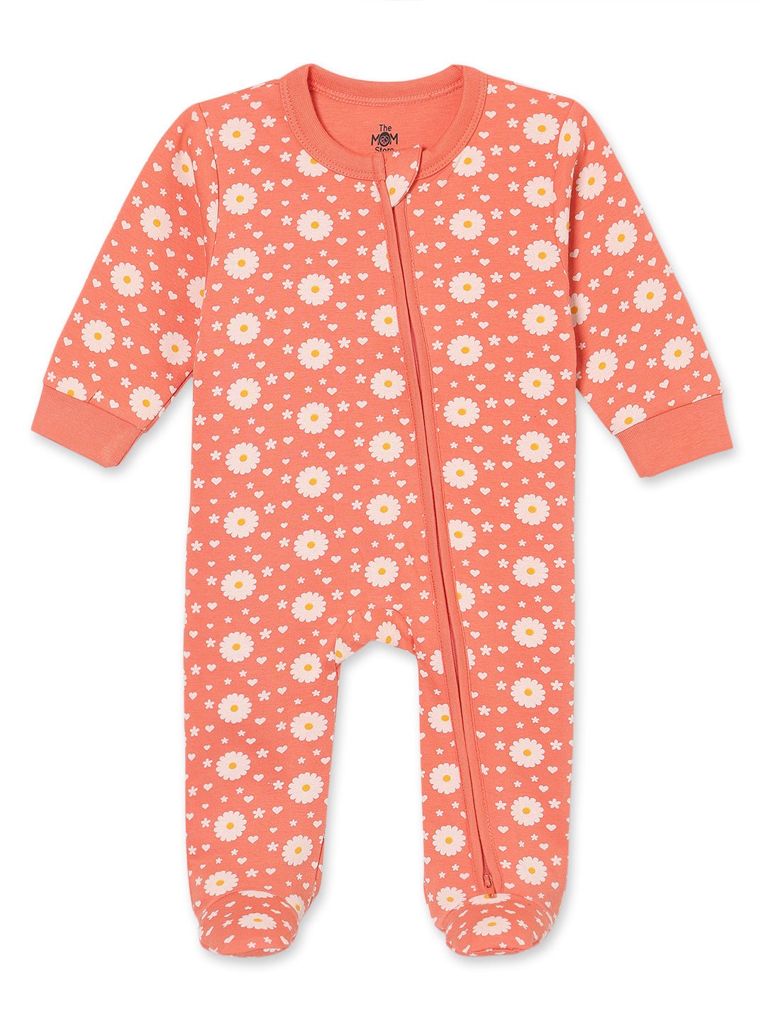  Coral Blossom Infant Zipper Romper