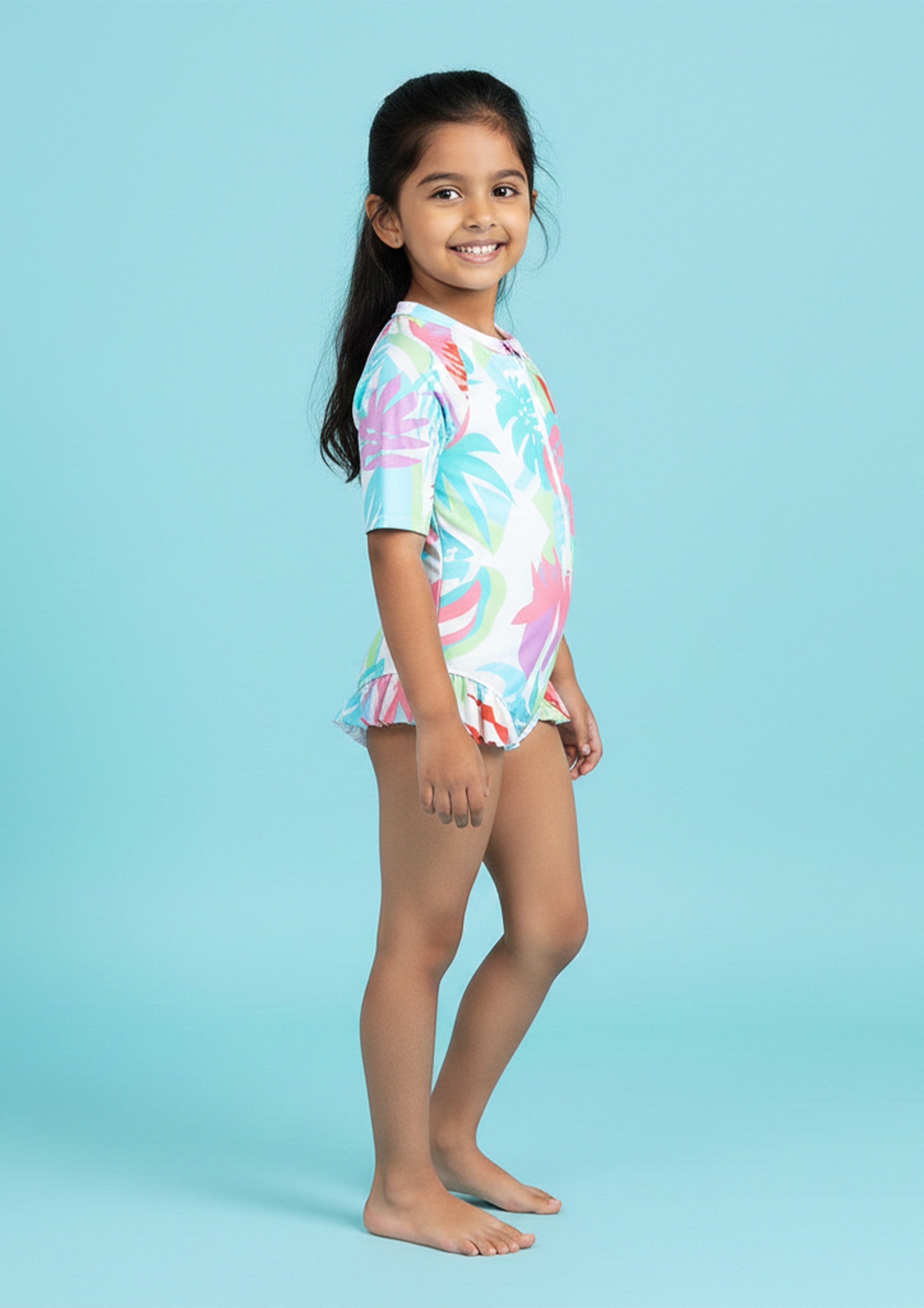 Coral Wave Girls Short Sleeve Swimsuit