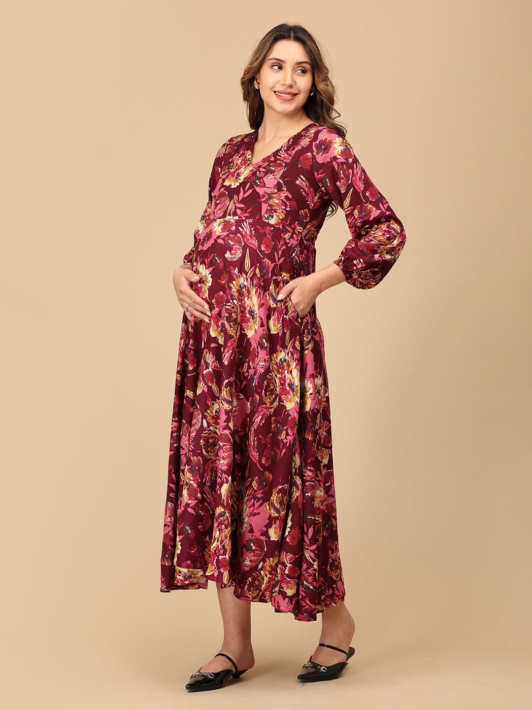  Cork It & Werk It Maternity and Nursing Maxi Dress Multi