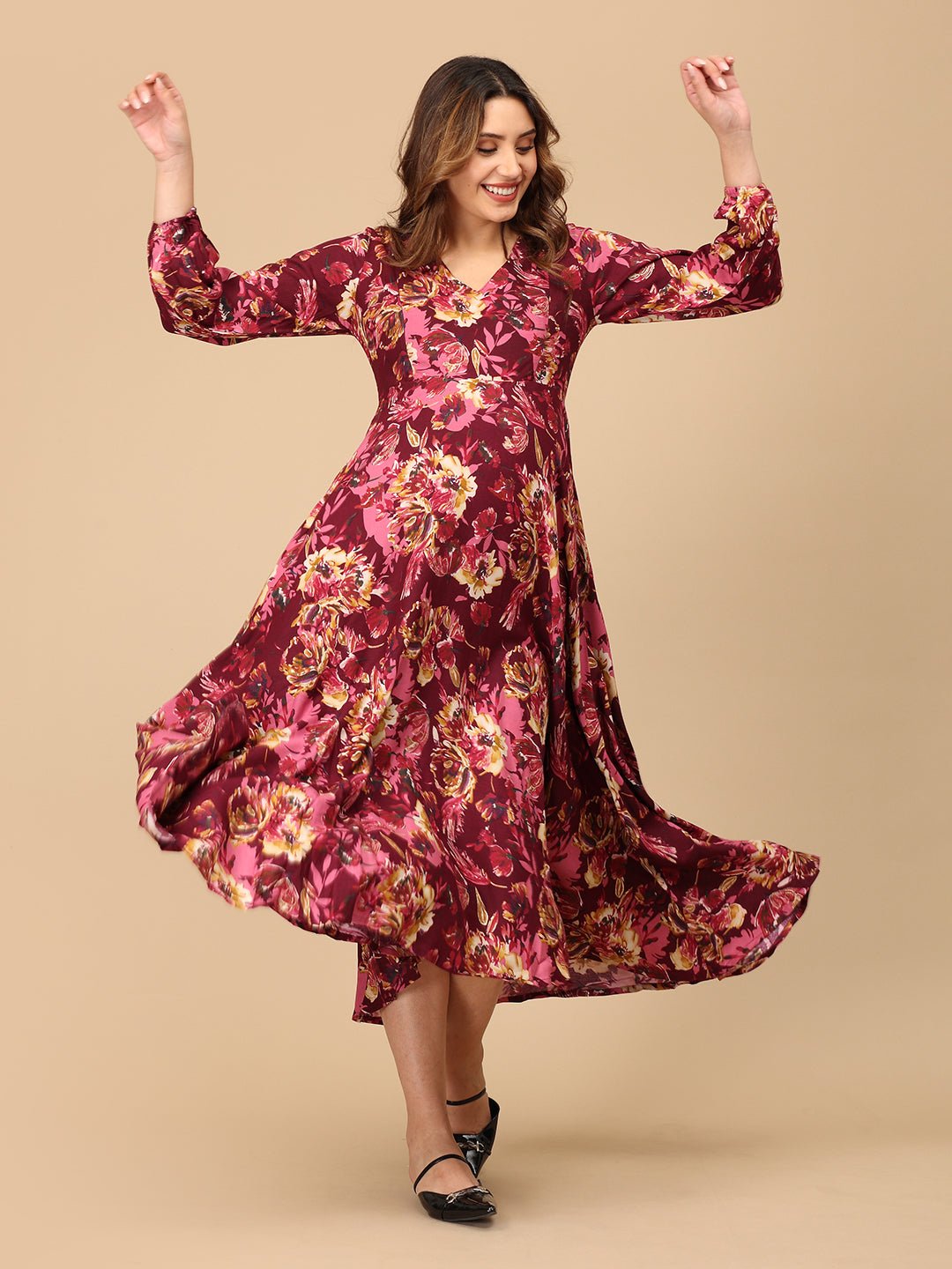  Cork It & Werk It Maternity and Nursing Maxi Dress Multi