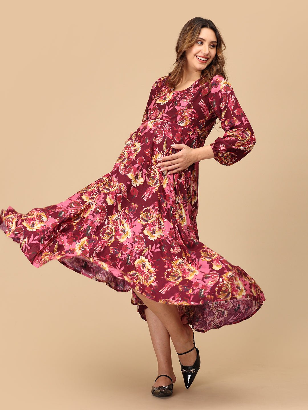  Cork It & Werk It Maternity and Nursing Maxi Dress Multi