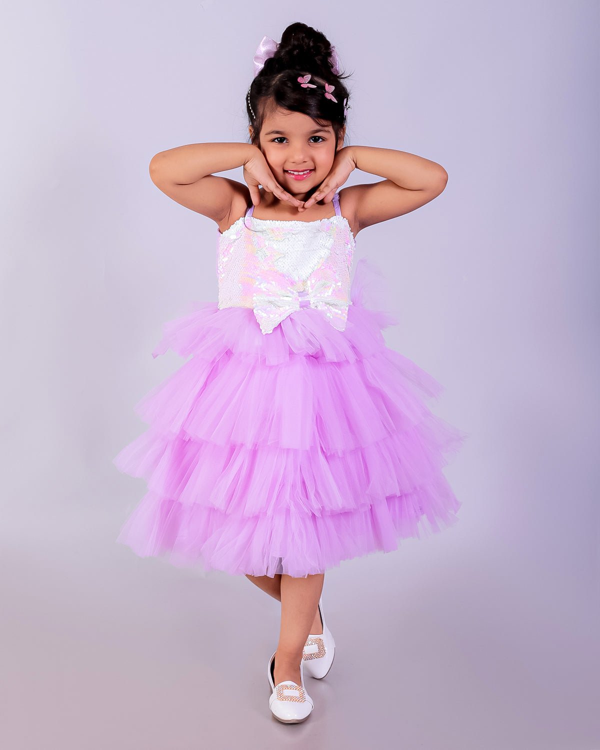 Cotton Candy Dream Pink Layered Tulle Sleeveless Dress For Girls