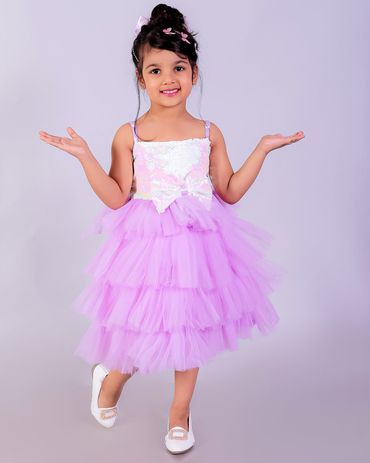 Cotton Candy Dream Pink Layered Tulle Sleeveless Dress For Girls