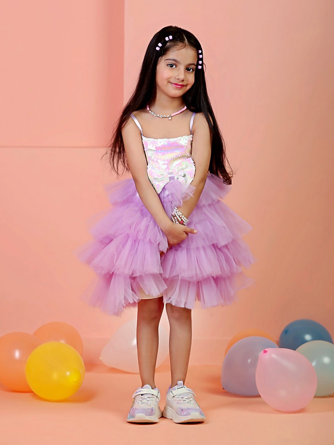 Cotton Candy Dream Pink Layered Tulle Sleeveless Dress For Girls