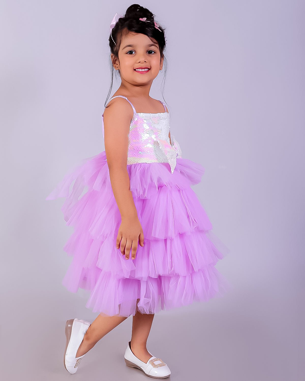 Cotton Candy Dream Pink Layered Tulle Sleeveless Dress For Girls