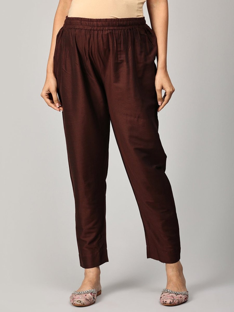  Cozy Café Maternity and Nursing Silk Kurta Set Brown