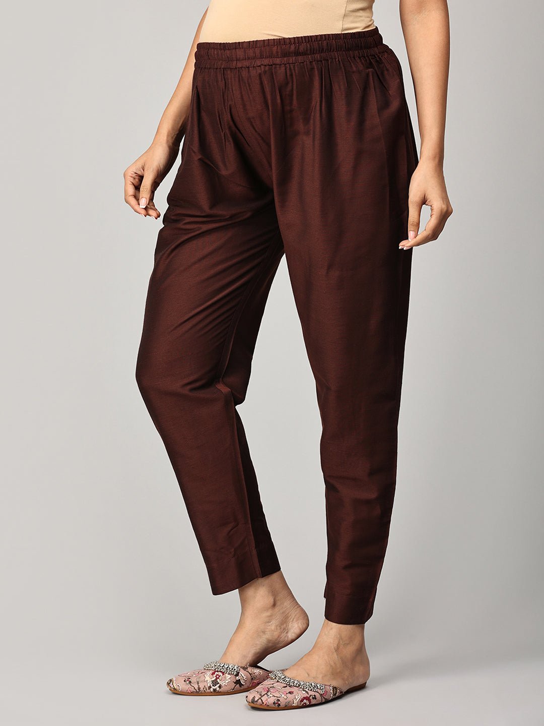  Cozy Café Maternity and Nursing Silk Kurta Set Brown