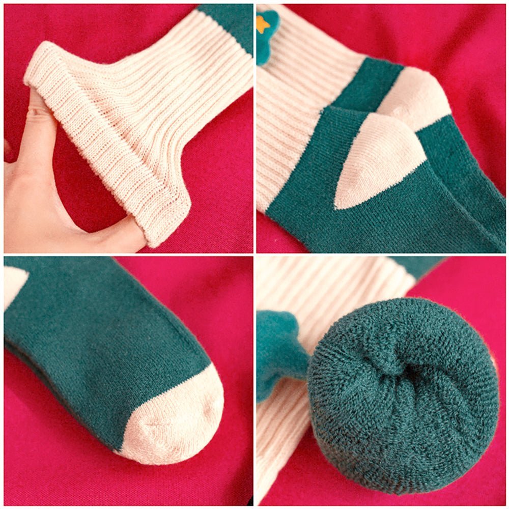 Little Surprise Box Cream Green 3D Christmas Tree Socks For Kids