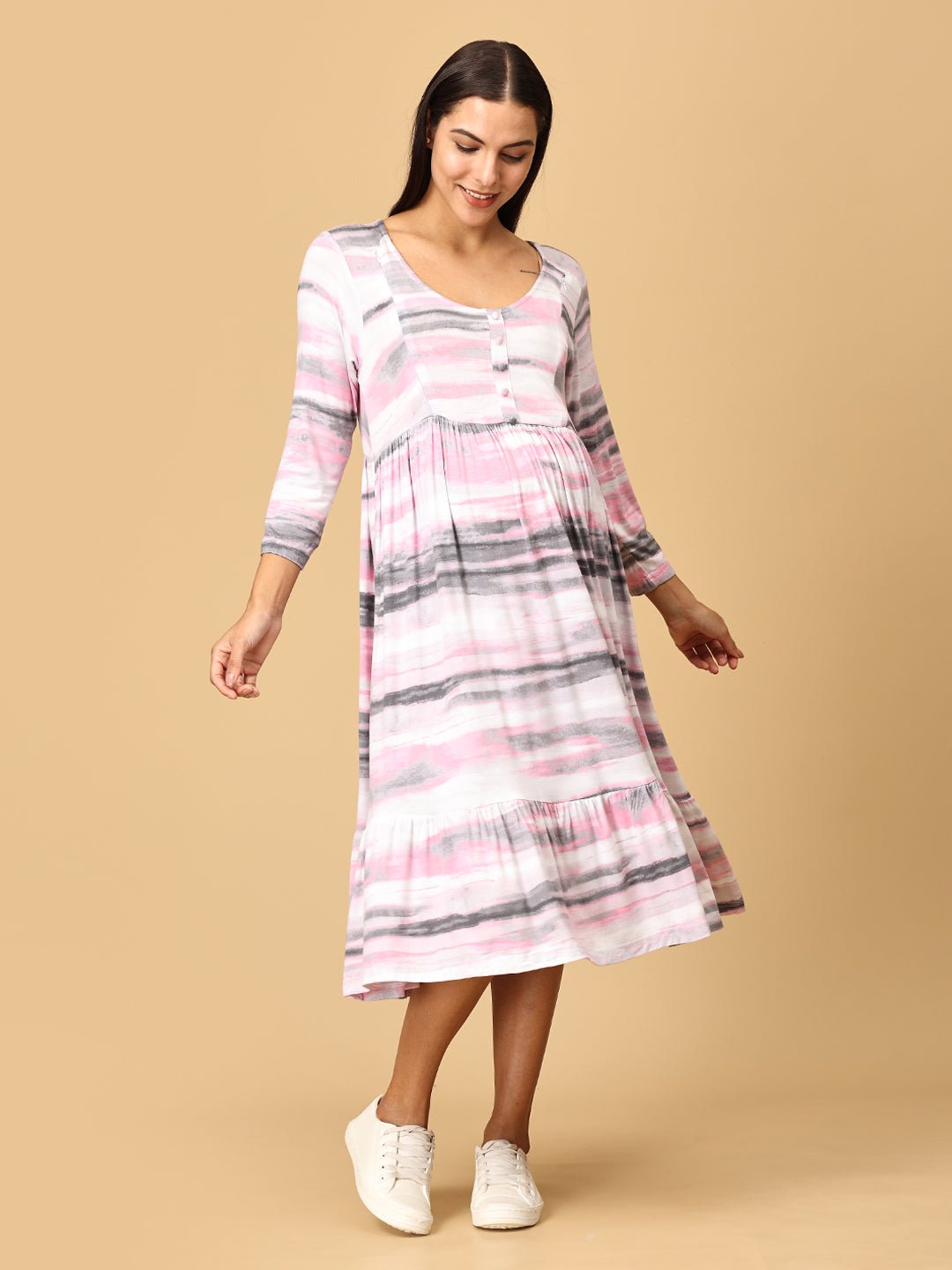  Crème De Rose Maternity and Nursing Dress Pink