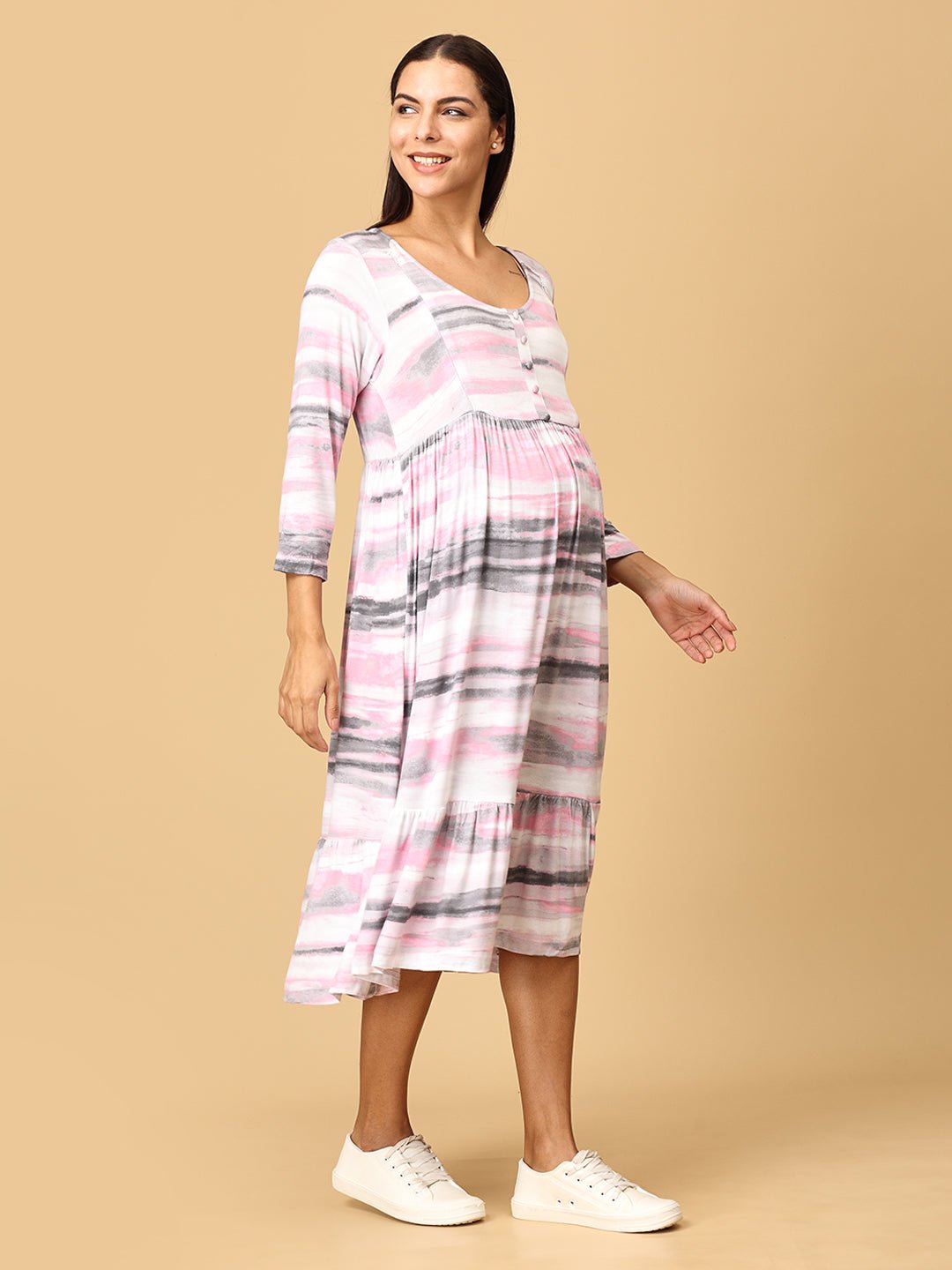  Crème De Rose Maternity and Nursing Dress Pink