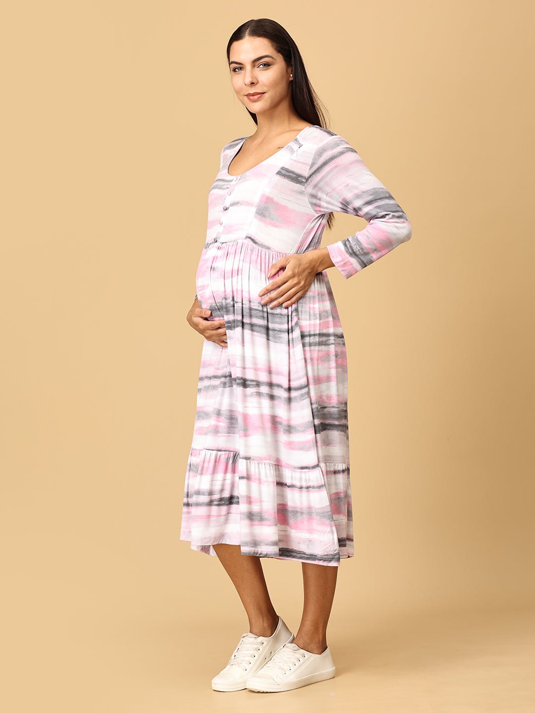  Crème De Rose Maternity and Nursing Dress Pink