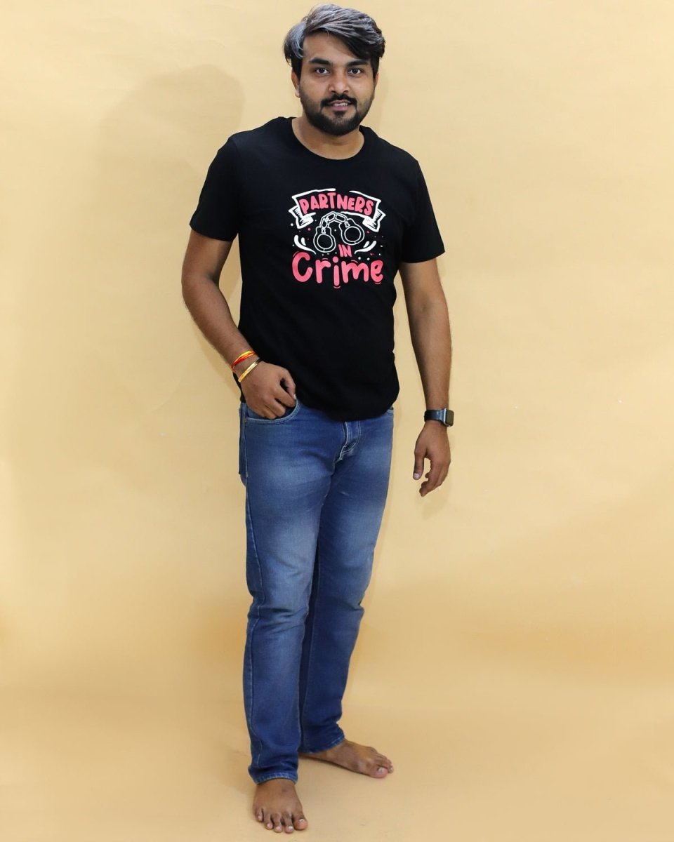 Crime Partners Matching Family T-shirt Combo Of 3 Round Neck Cotton Tees