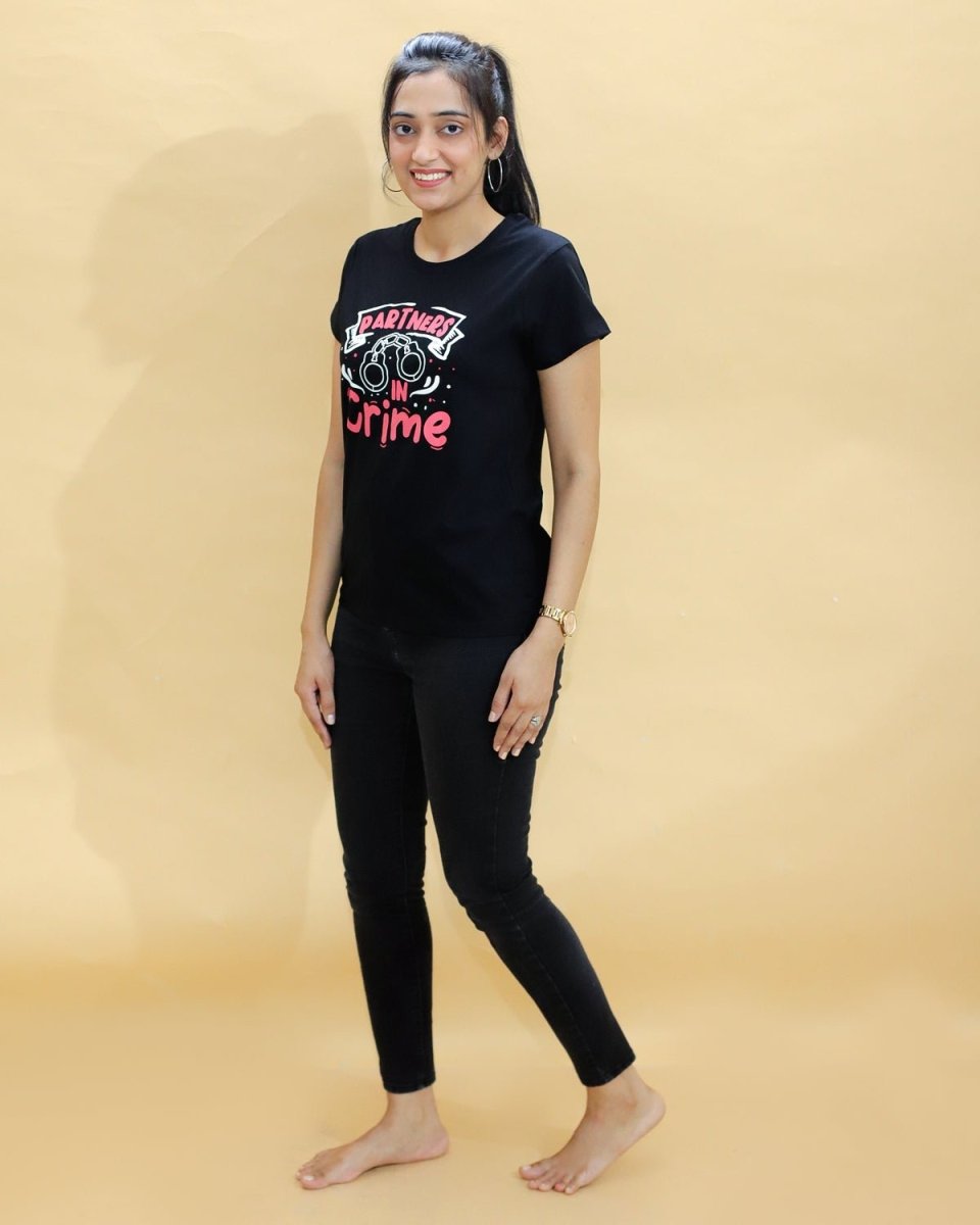 Crime Partners Matching Family T-shirt Combo Of 3 Round Neck Cotton Tees