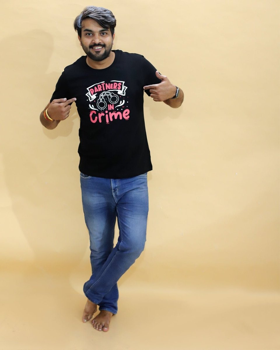 Crime Partners Matching Family T-shirt Combo Of 3 Round Neck Cotton Tees
