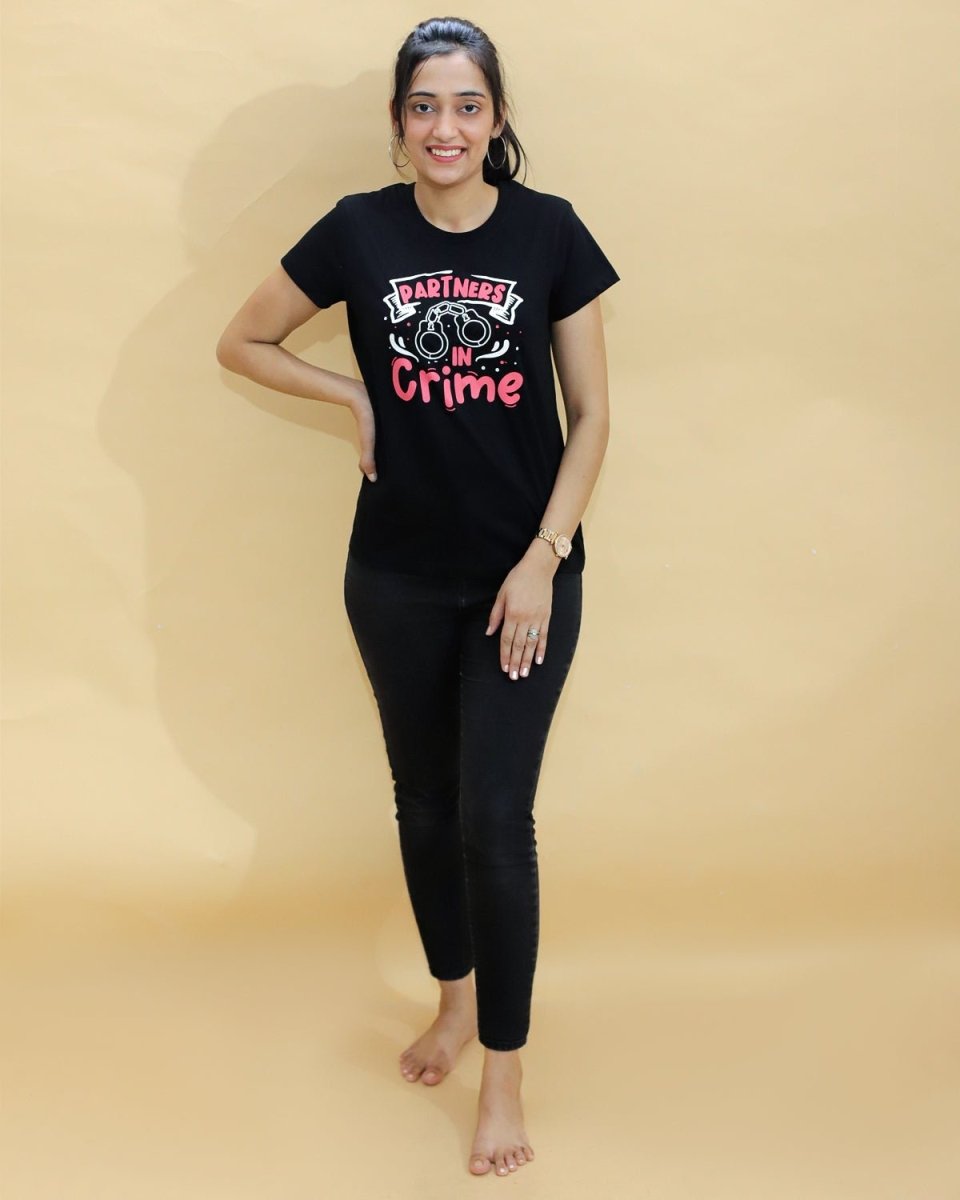 Crime Partners Matching Family T-shirt Combo Of 3 Round Neck Cotton Tees