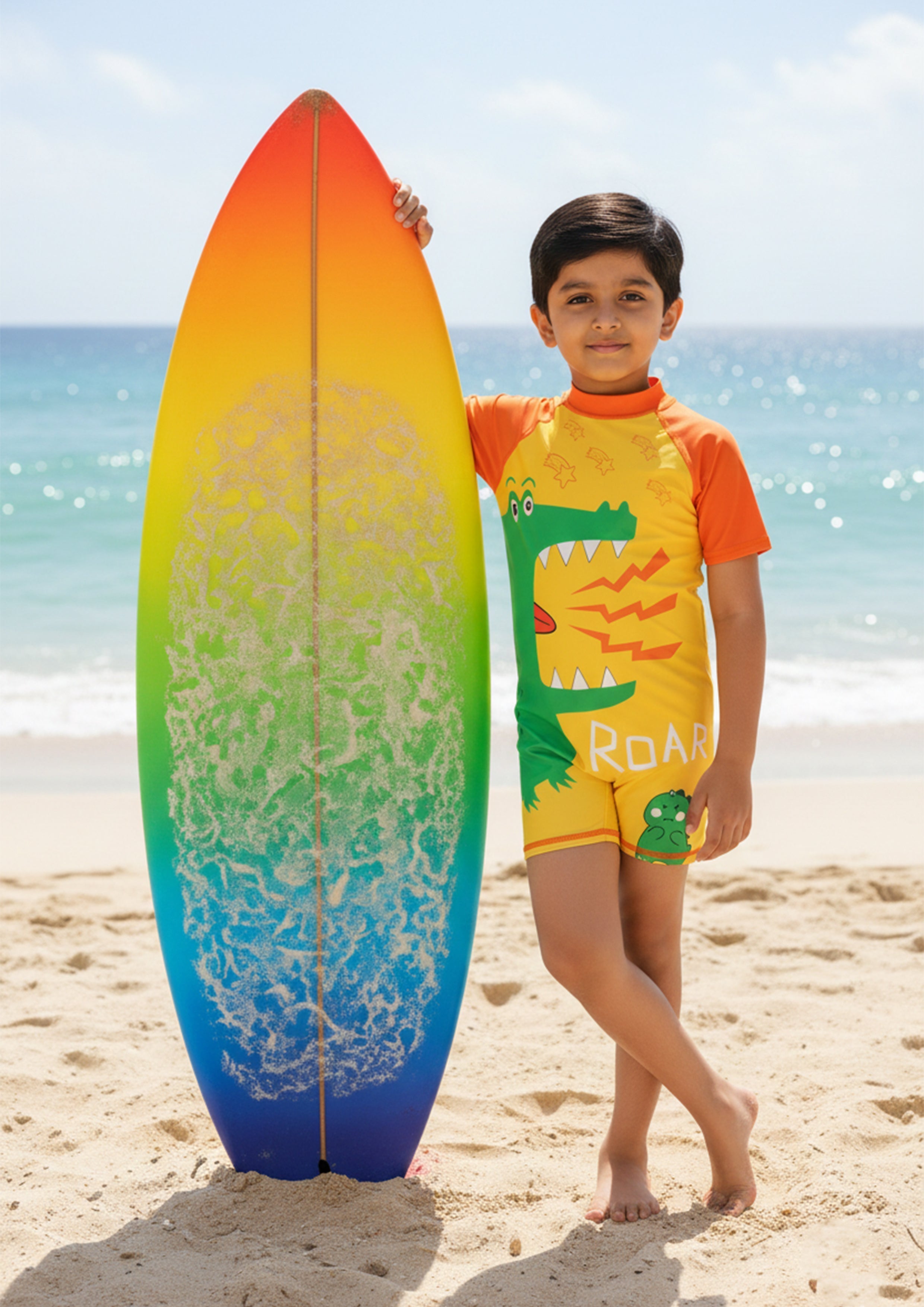 Combo of 2 Croc Charm Boys Swimsuit and Cap