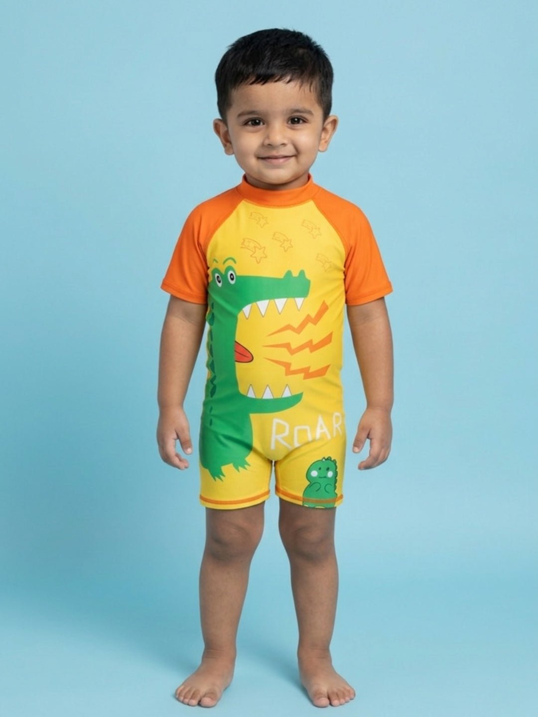 Combo of 2 Croc Charm Boys Swimsuit and Cap