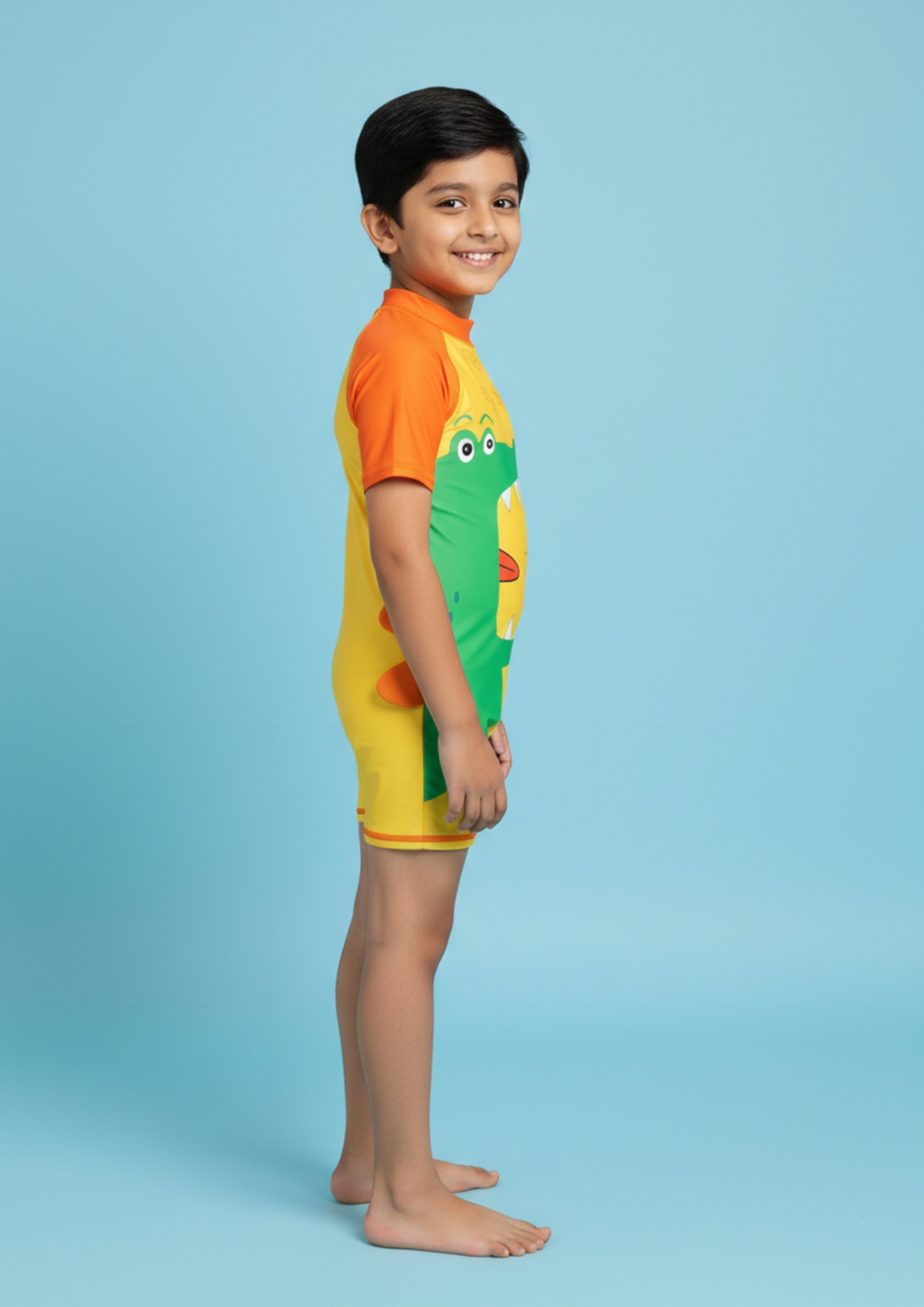 Combo of 2 Croc Charm Boys Swimsuit and Cap