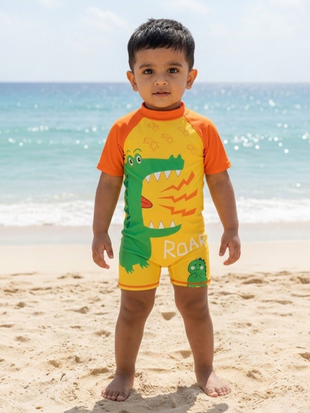 Combo of 2 Croc Charm Boys Swimsuit and Cap