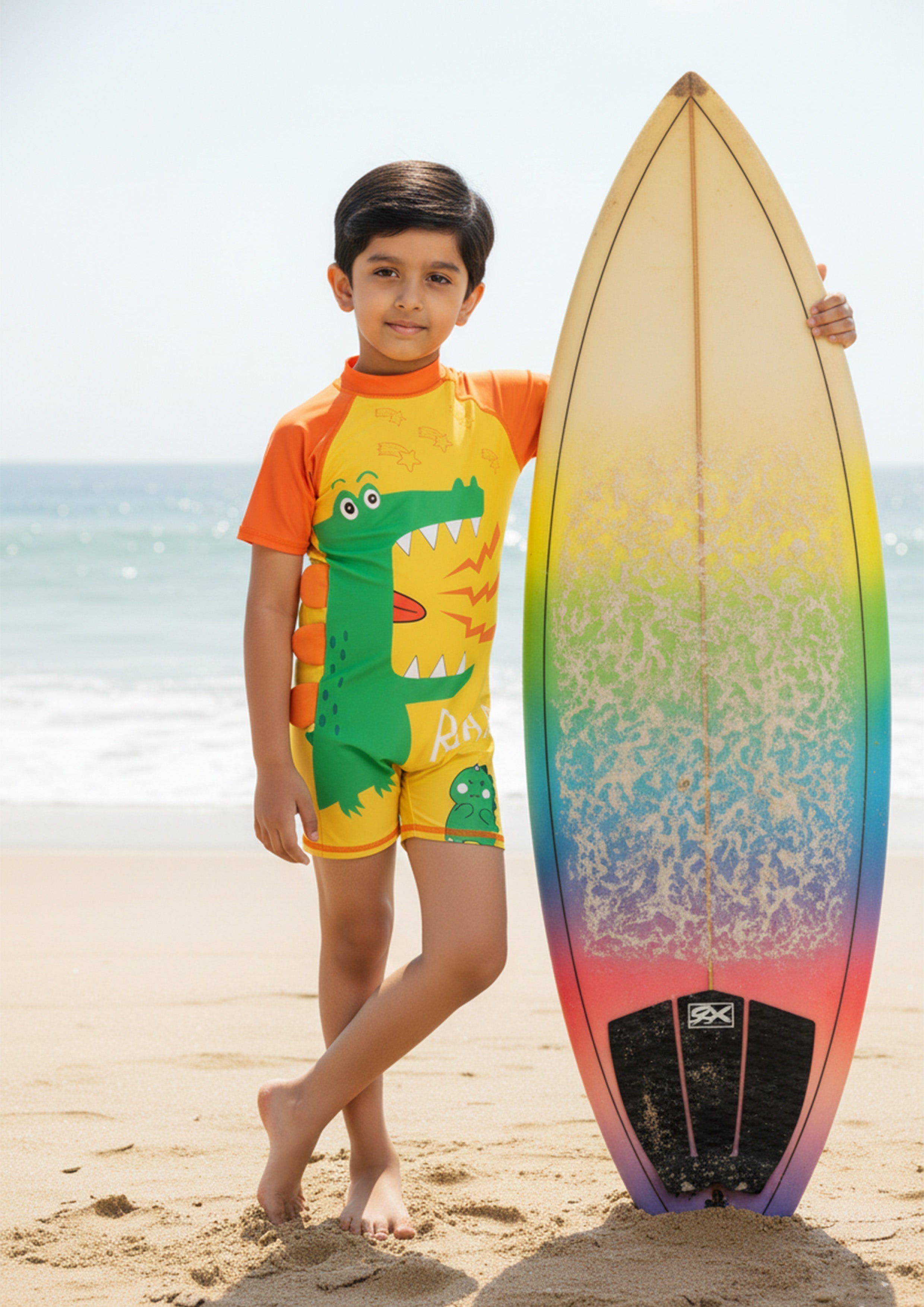 Combo of 2 Croc Charm Boys Swimsuit and Cap