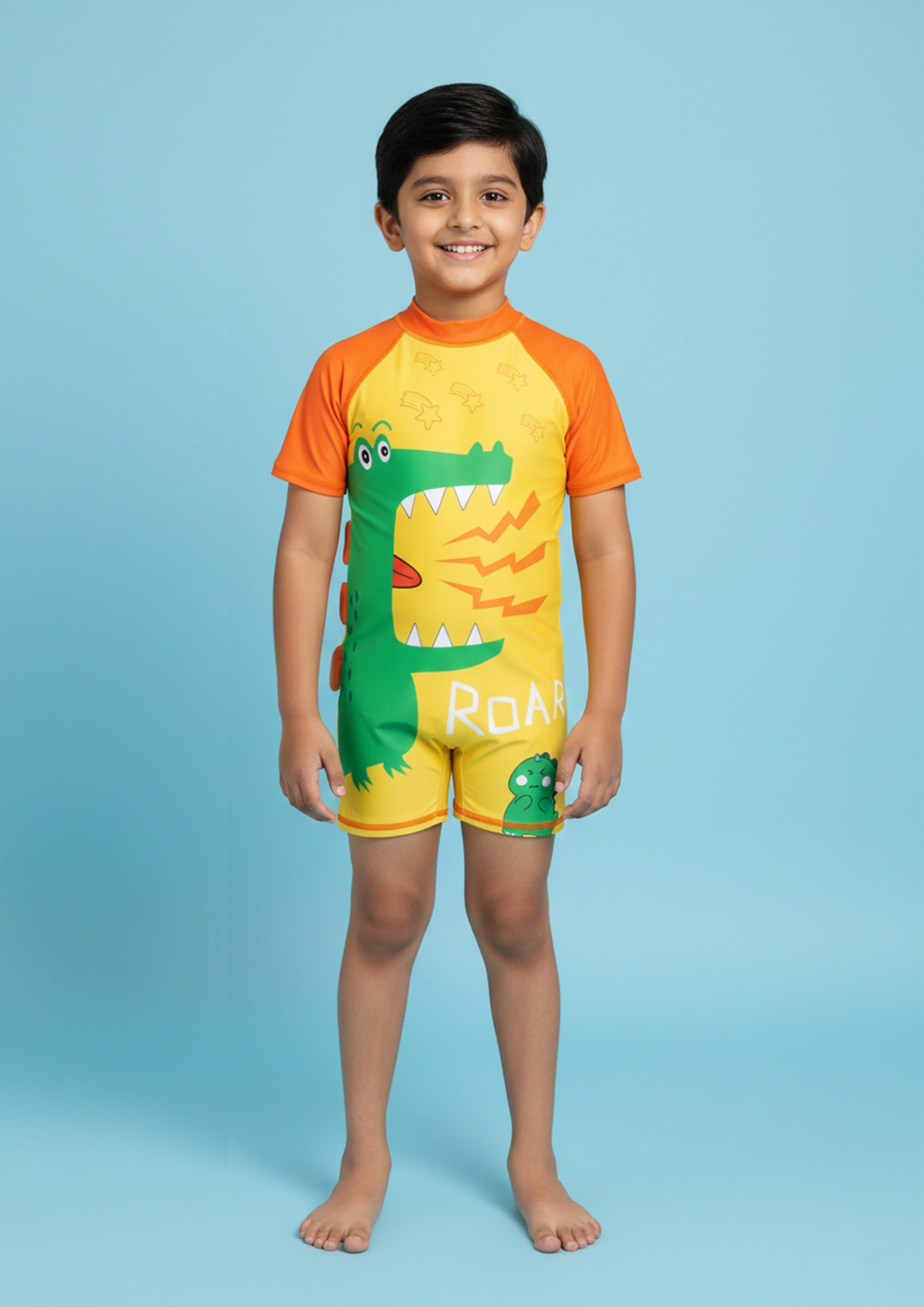 Combo of 2 Croc Charm Boys Swimsuit and Cap