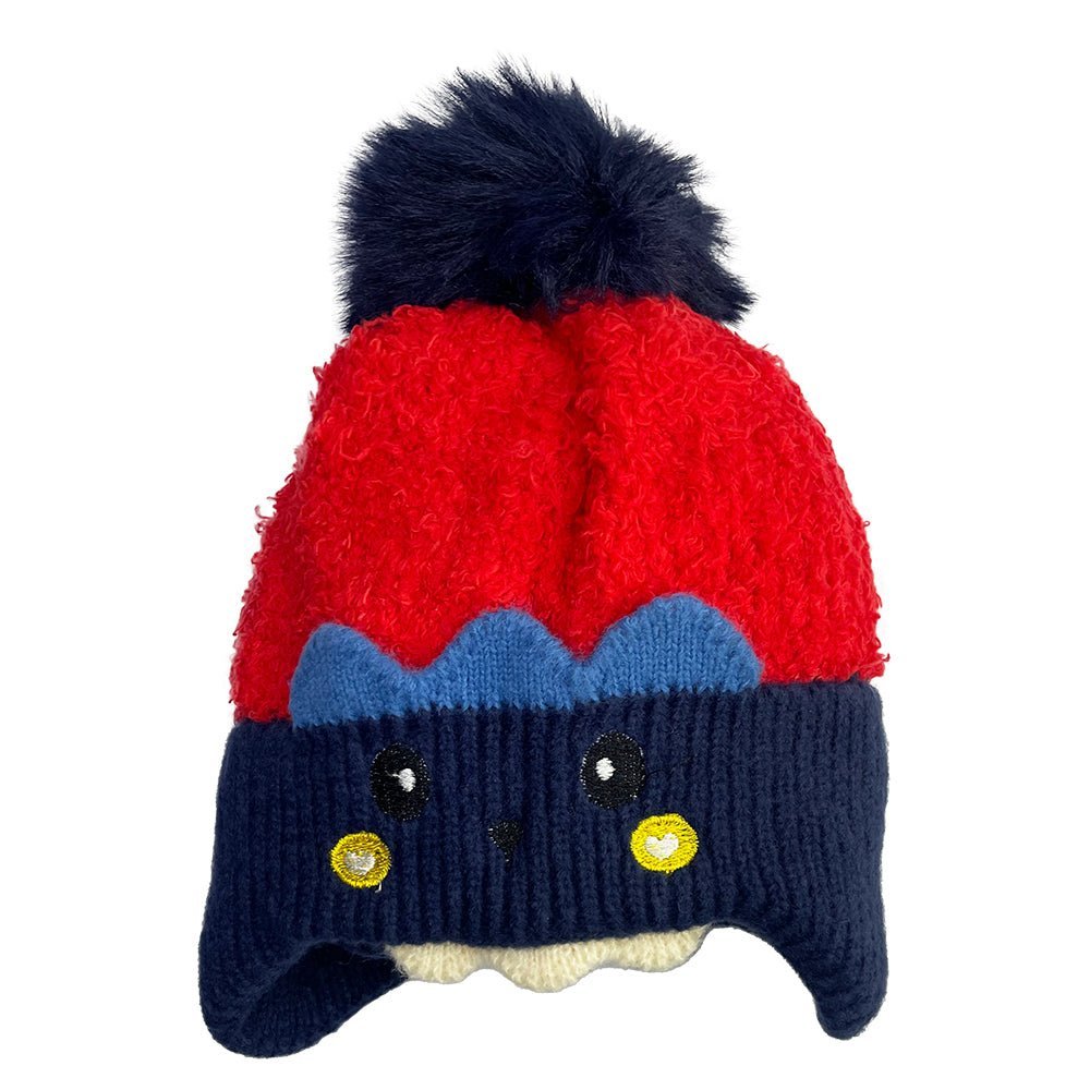Mini Soul Cutie Bear Navy Knitted Cap With Faux Fur