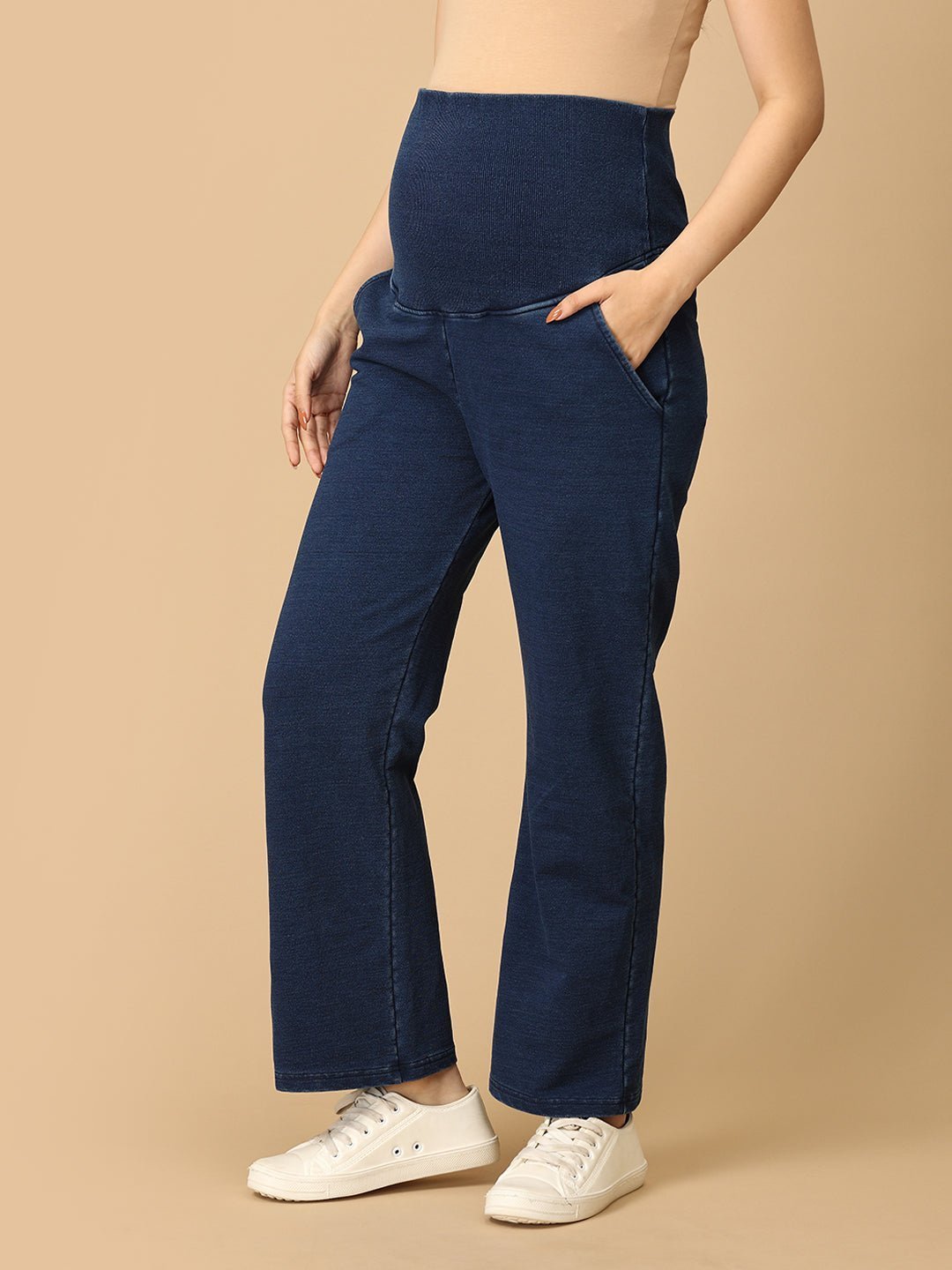  Knit Maternity Denim with Belly Support Dark Blue