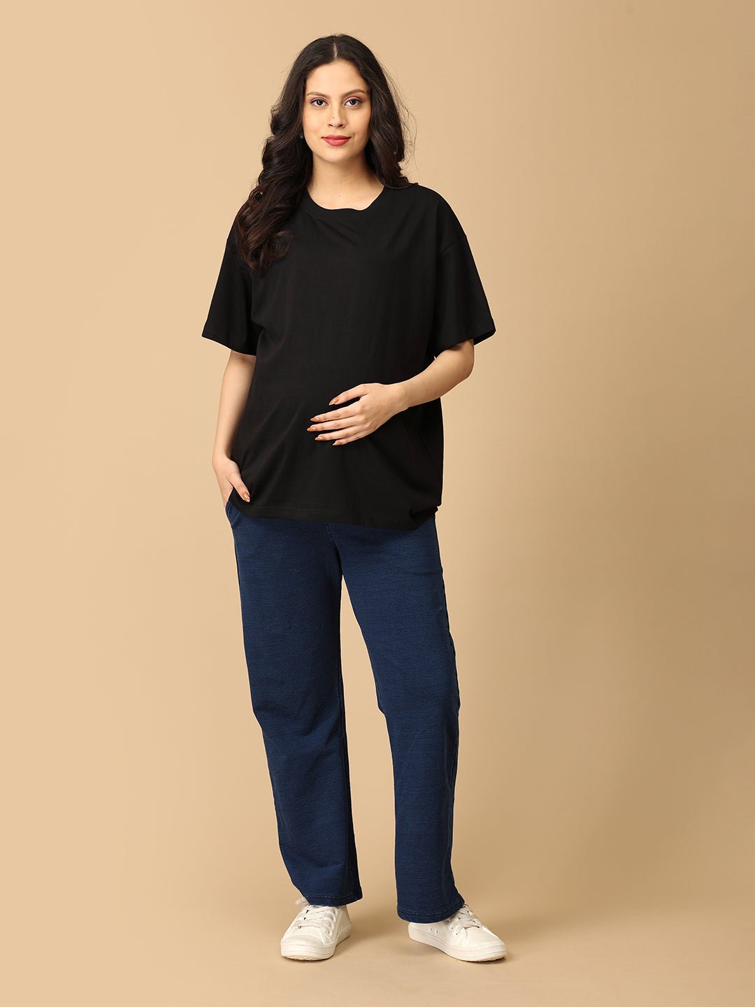  Knit Maternity Denim with Belly Support Dark Blue