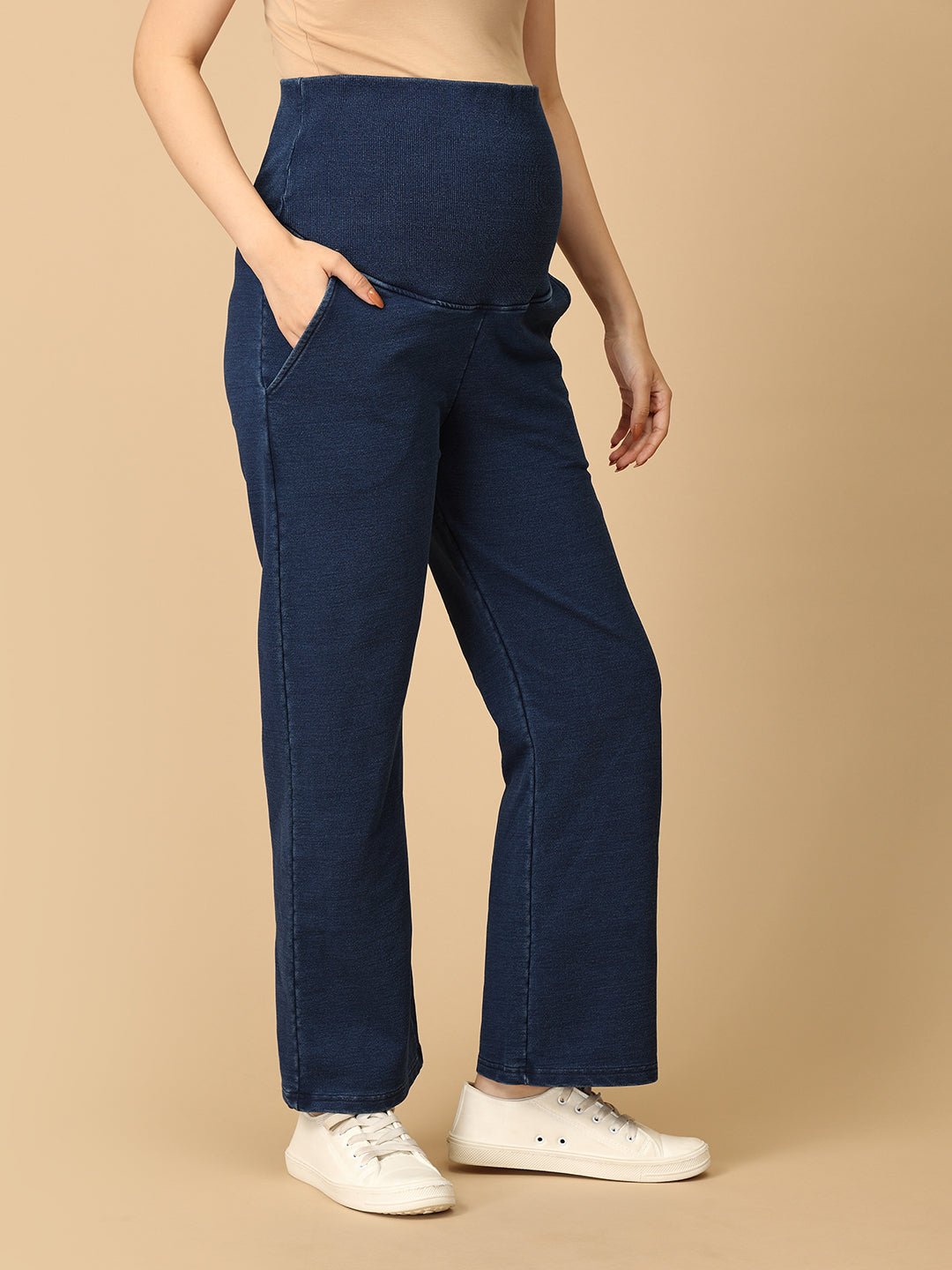 Knit Maternity Denim with Belly Support Dark Blue