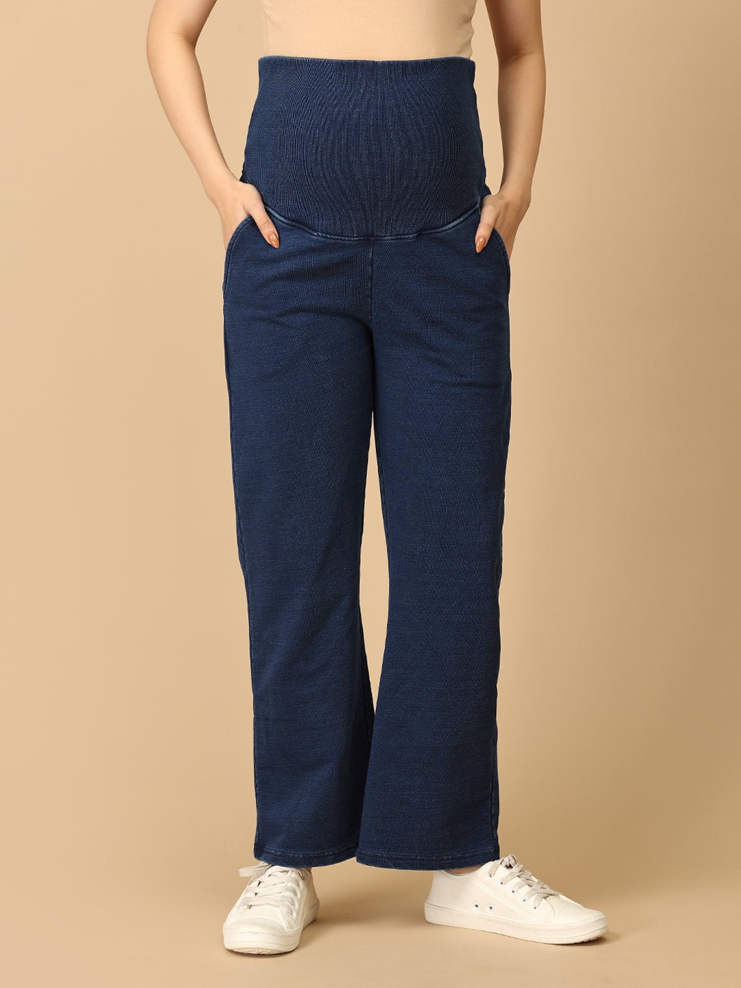  Knit Maternity Denim with Belly Support Dark Blue