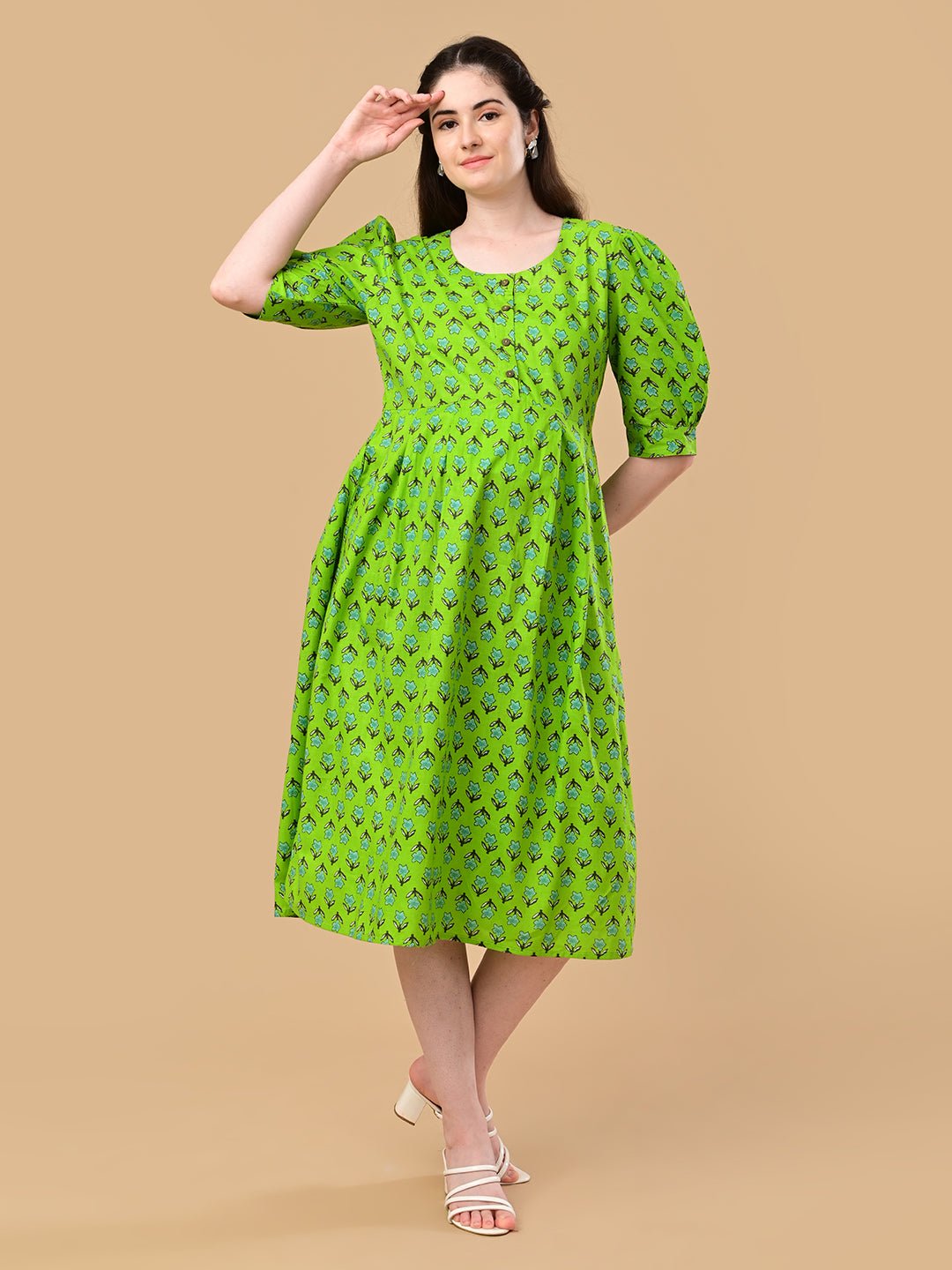  Dewy Drift Maternity and Nursing Dress Green