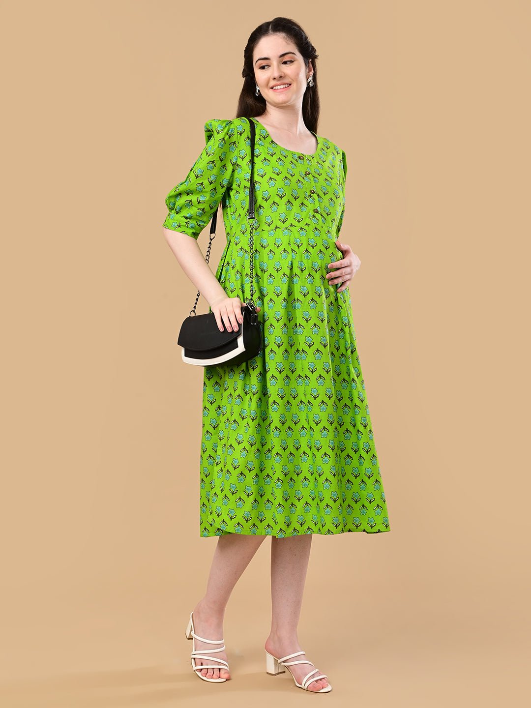  Dewy Drift Maternity and Nursing Dress Green