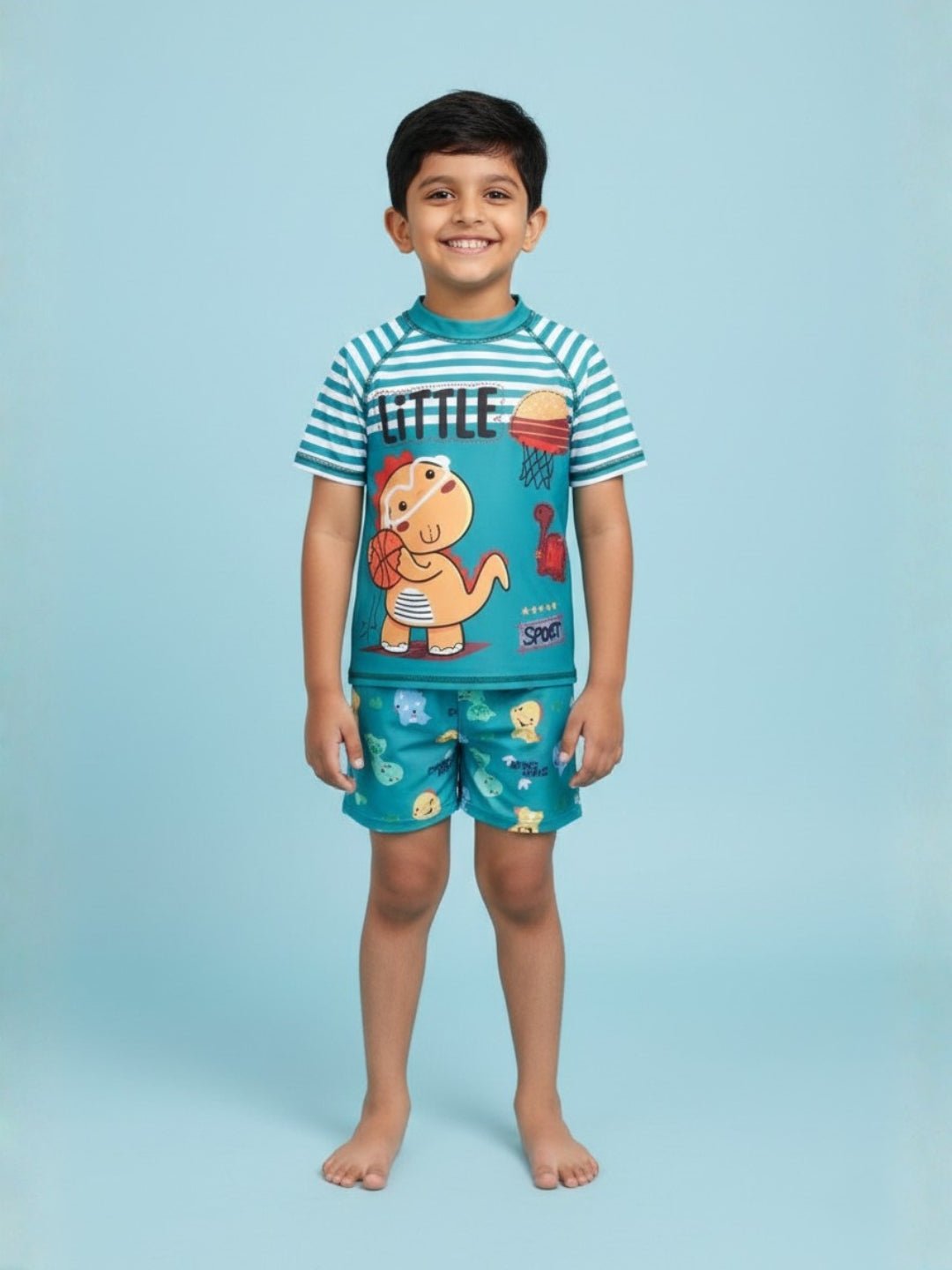 Dino Dribble Boys T-shirt And Short Swim Set