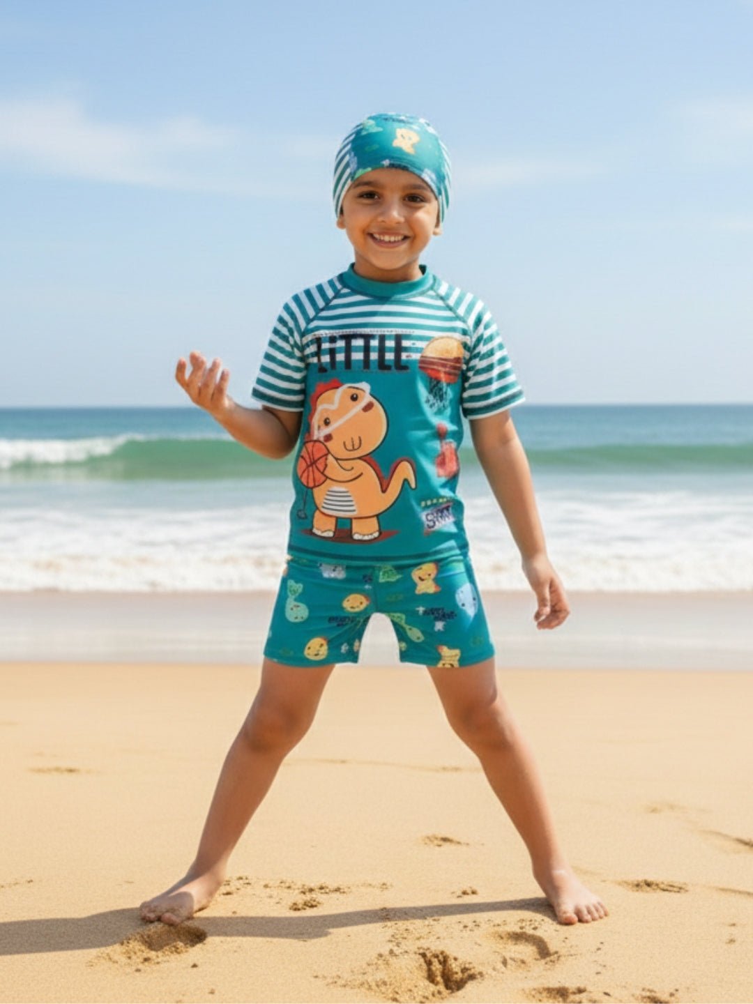 Dino Dribble Boys T-shirt And Short Swim Set