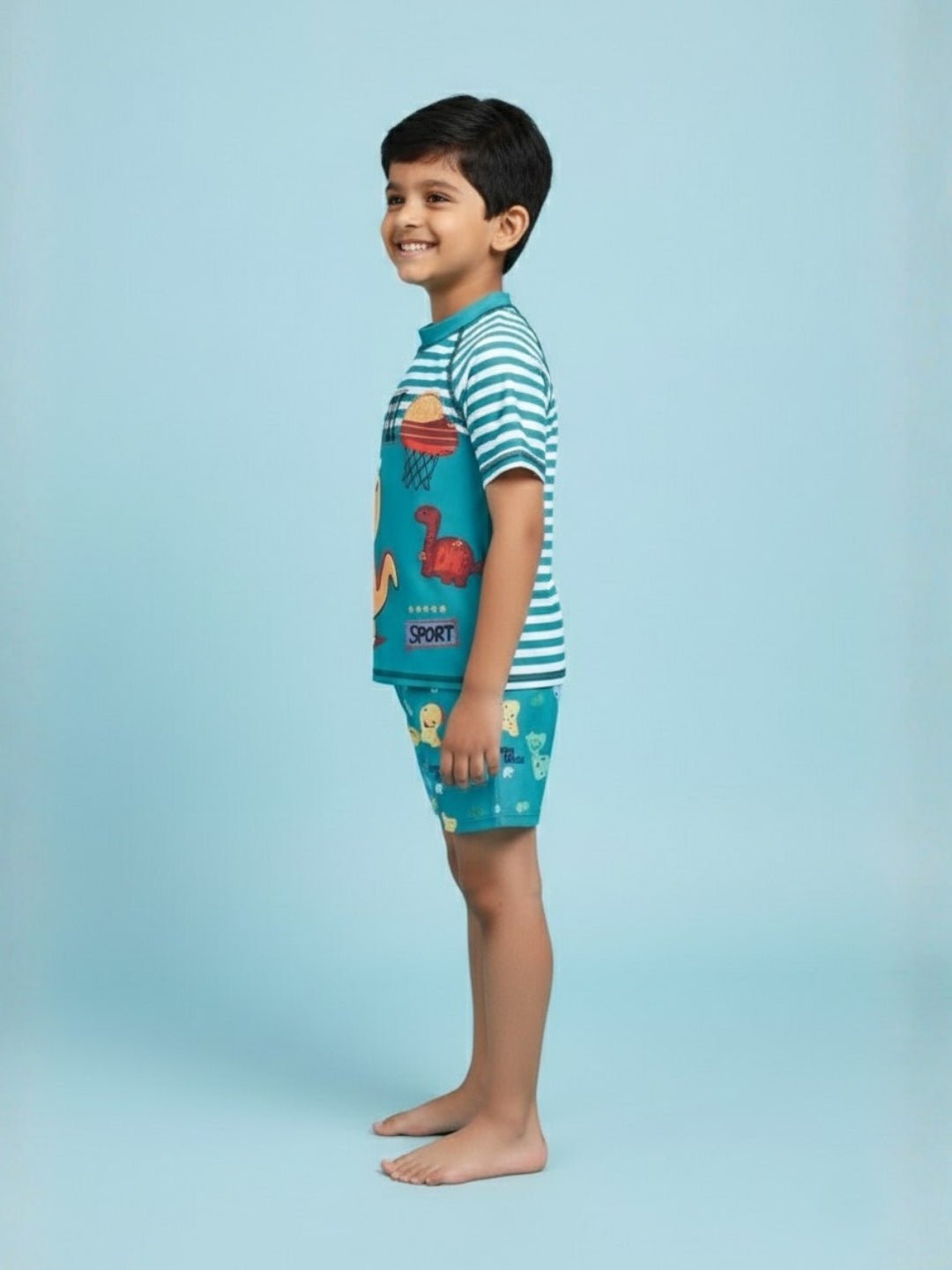 Dino Dribble Boys T-shirt And Short Swim Set